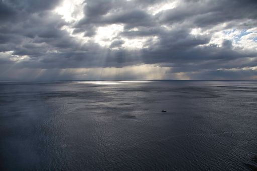 An atmospheric view of the Amalfi coast in Italy on a stormy day