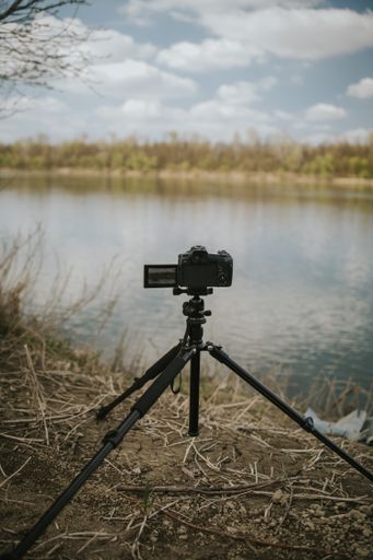 Shot of mirrorless camera on tripod