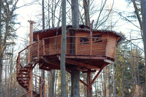A wooden treehouse in the forest near Brno, Czech republic