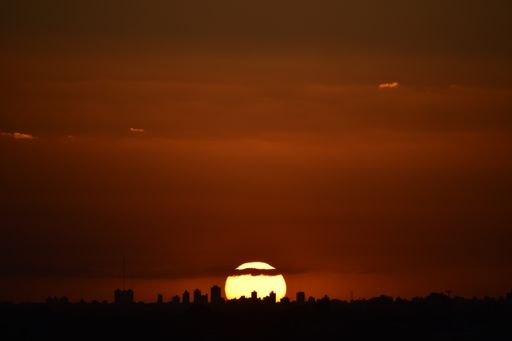 A nice shot of an orange sunset over Buenos Aires, Argentina