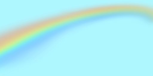 An isolated shot of a rainbow on a blue background with space for text in the corner