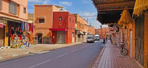 An urban street scene in Marrakech, Morocco
