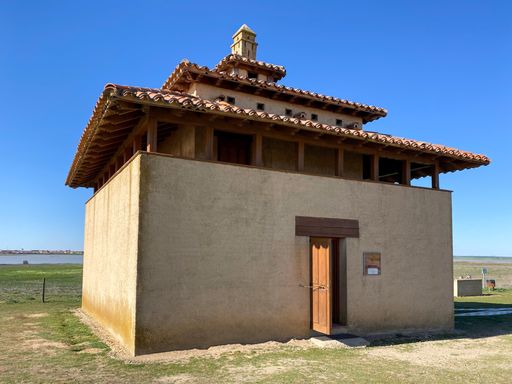 A scenic view of the Laguna de Villafafila in Zamora, Spain under a clear blue sky