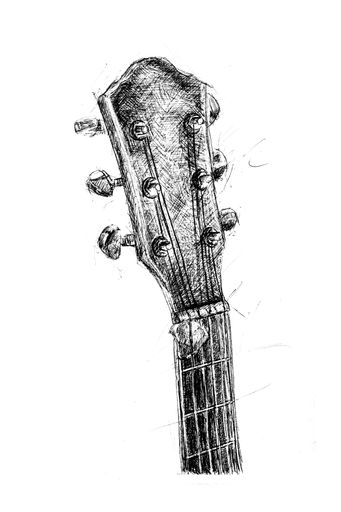 sketch of an acoustic guitar neck