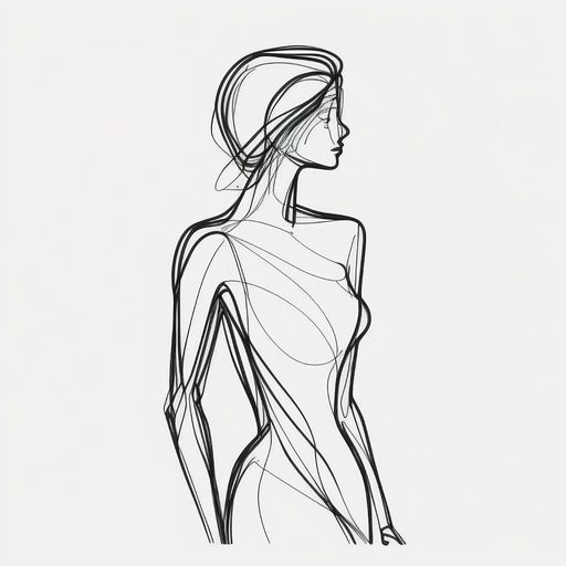 Conceptual illustration of a female figure in the form of a sketch
