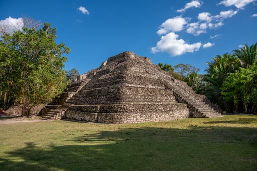 Ancient mayan ruins of Chacchoben in the jungle near the cruise terminal at Costa Maya.
