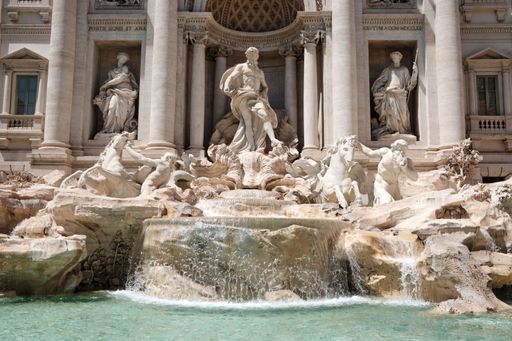 A Famous and majestic Baroque Trevi Fountain in Rome, Italy