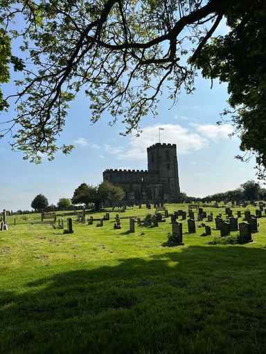 The Breedon on the Hill and St. Marys Church. Breedon Priory Heritage site with a Graveyard
