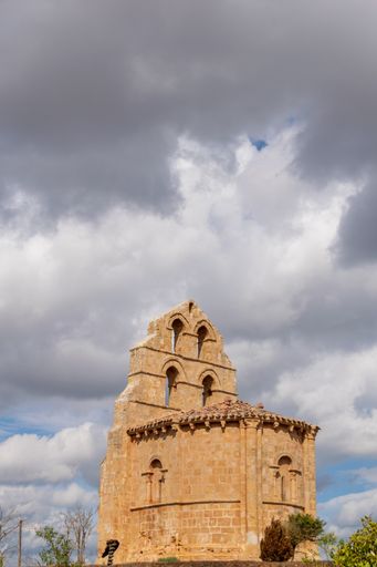 A vertical shot of San Fagun in Los Barrios de Bureba, Burgos, Castilla y Leon, Spain