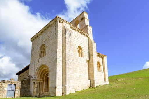 A low angle shot of the Hermitage of San Pantaleon de Losa in Spain