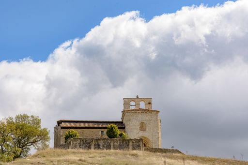 A low angle shot of the Romanesque hermitage of San Pantaleon in Burgos, Castilla y Leon, Spain