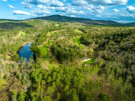 An aerial shot over a Golf Course in the Mountains of New Hampshire.