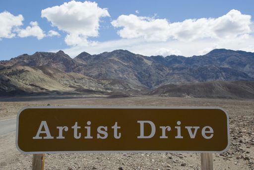 Barren and colorful desert landscape at Artist Drive in Death Valley National Park in California - USA