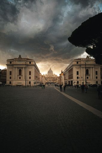 This image features a stunning view of the ancient city of Rome, Italy