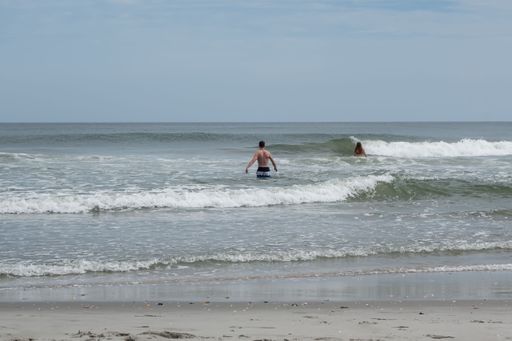 A group of people swimming in a sea, Myrtle Beach, South Carolina
