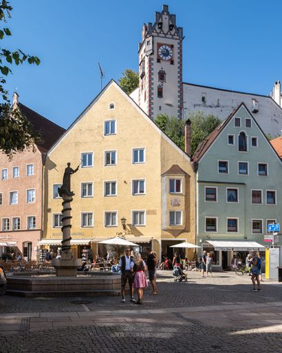 A vertical shot of a picturesque town square in Fussen, Germany