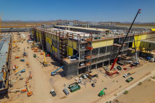 An aerial view of Taiwan semiconductors Mega Factory under construction in North Phoenix, Arizona.
