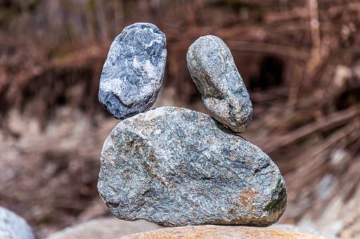 A selective focus shot of stacked zen stones