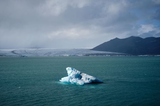 A scenic view of Jokulsarlon lake with icebergs in Iceland