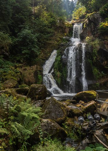 A vertical shot of Triberg Waterfalls, the highest waterfalls in Germany
