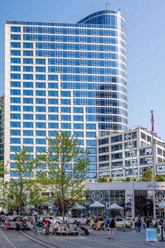 Vancouver, British Columbia - May 26, 2023: Fairmont Waterfront by Canada Place cruise terminal.