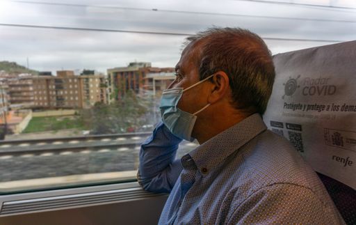 traveler on the train during the covid pandemic