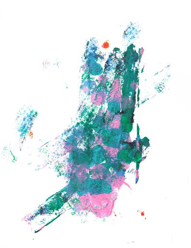 abstract watercolor brush strokes in pink, green and turquoise, background