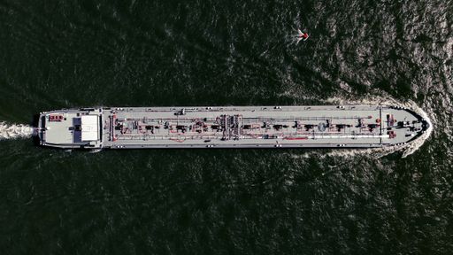 Barge top down drone photography
