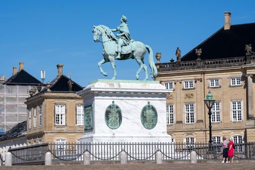 The equestrian statue of King Frederick V of Denmark in Copenhagen, Denmark