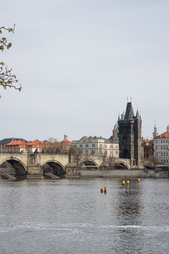 A beautiful shot of Charles Bridge over Vltava Moldau river, Prague Czechia