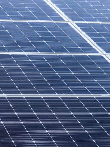 Generating clean energy with solar modules in a big park in northern Europe.
