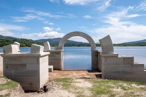 reconstruction of a gate of the Roman camp of Aquis Quarquennis, archaeological site. Ourense, Galicia, Spain