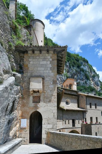 Entrance of the monastery of Saint Benedict in a medieval village near Rome.
