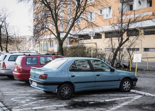 Car parked on a spot for disabled persons