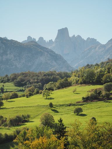 A picturesque landscape with Naranjo de Bulnes in Asturias, Spain