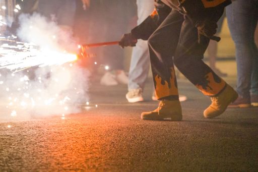 celebration of night firecrackers with firecrackers and demons in the city of Valencia