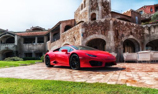 PORTO CERVO, ITALY - AUGUST 08 2017: Sports car Lamborghini Huracan LP
