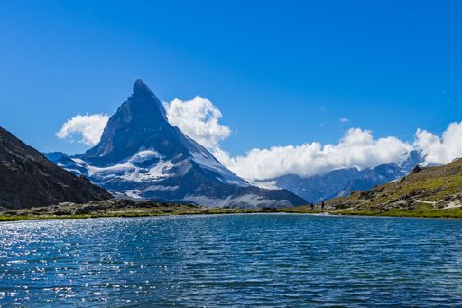 A beautiful mountainous landscape with the Matterhorn peak in Valais region, Switzerland