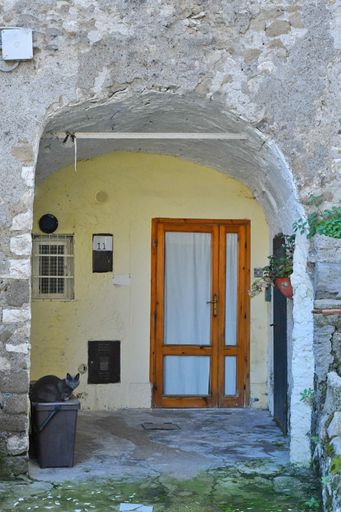 The door of ant old house in a medieval town near Rome.