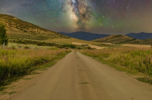 The Milky Way over a mountain road