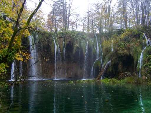 A beautiful waterfall in Plitvice National Park, Croatia