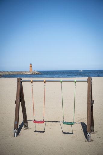 Swing high resolution editing image source book cover design in front of blue sky and sea