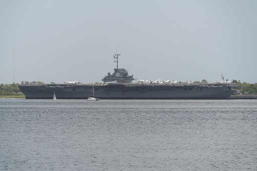 The USS Yorktown (CV-10) on the port in Charleston, South Carolina