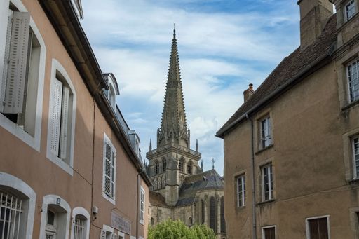 The historic Saint-Lazare cathedral in the historical center of Burgundy, France