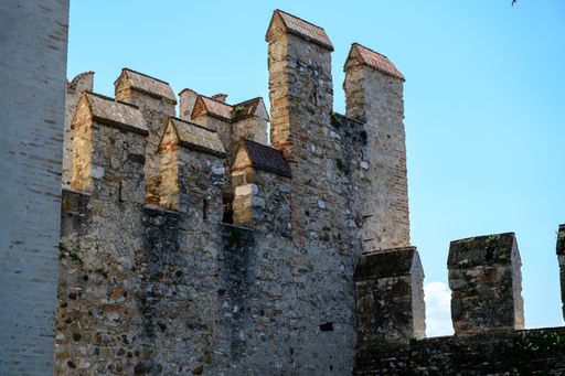 Scaligero Castle.  Sirmione is a small town on Lake Garda, very end of Sirmio peninsula, southern end of Lake Garda.