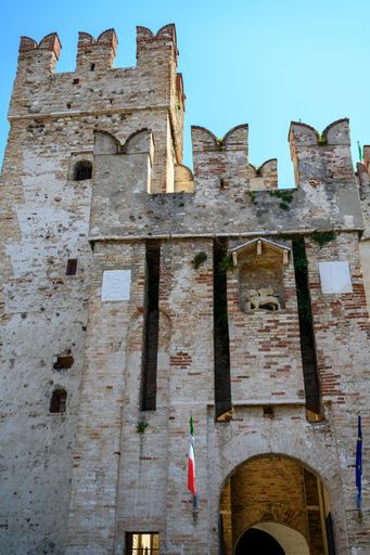 Scaligero Castle.  Sirmione is a small town on Lake Garda, very end of Sirmio peninsula, southern end of Lake Garda.