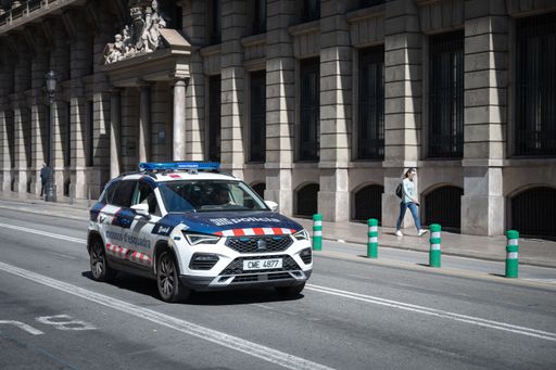 Detail of a police car in the city of Barcelona, it is a Seat Ateca of the Mossos D'esquadra