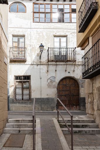 The old buildings of Spanish style in the street of Cuellar