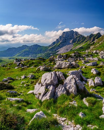 A scenic view of Stozina Peak in Durmitor National Park of Montenegro