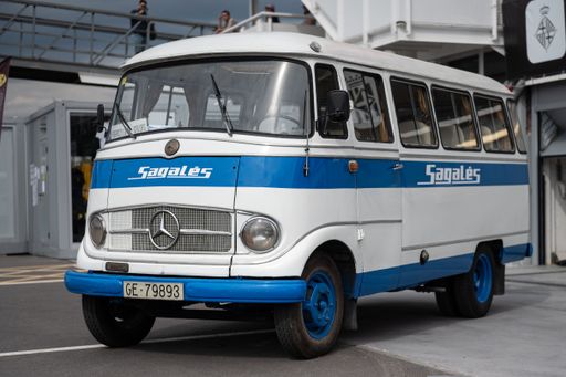 Old minibus mercedes benz model 319 of the Sagales company